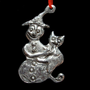 Snowman with Cat Ornament Cheap