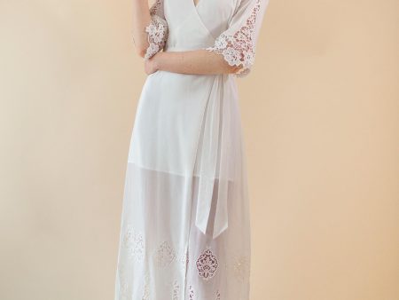 Azalea Broderie Anglaise crochet wrap maxi robe dress Fashion