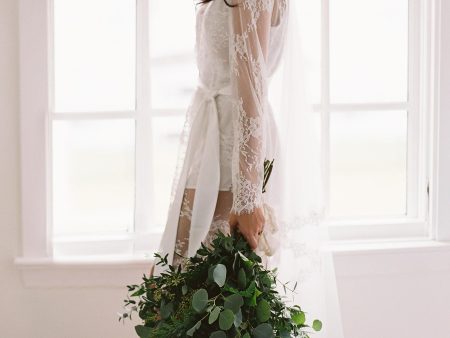 Camellia bridal lace robe in Ivory Online now