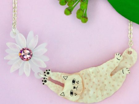 Cream Cat Necklace For Discount