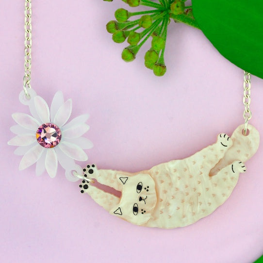 Cream Cat Necklace For Discount