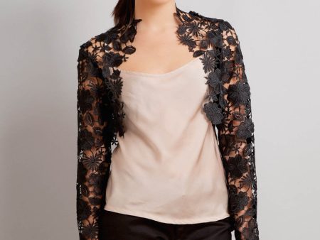 Krista Italian Guipure lace bolero shrug in black Supply