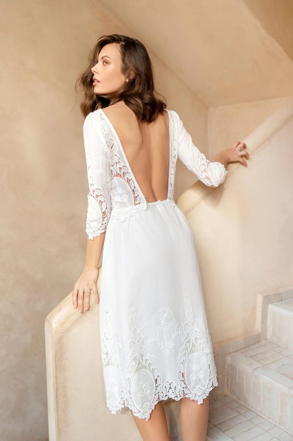 Dolce broderie anglaise crochet embroidered cotton midi dress Supply