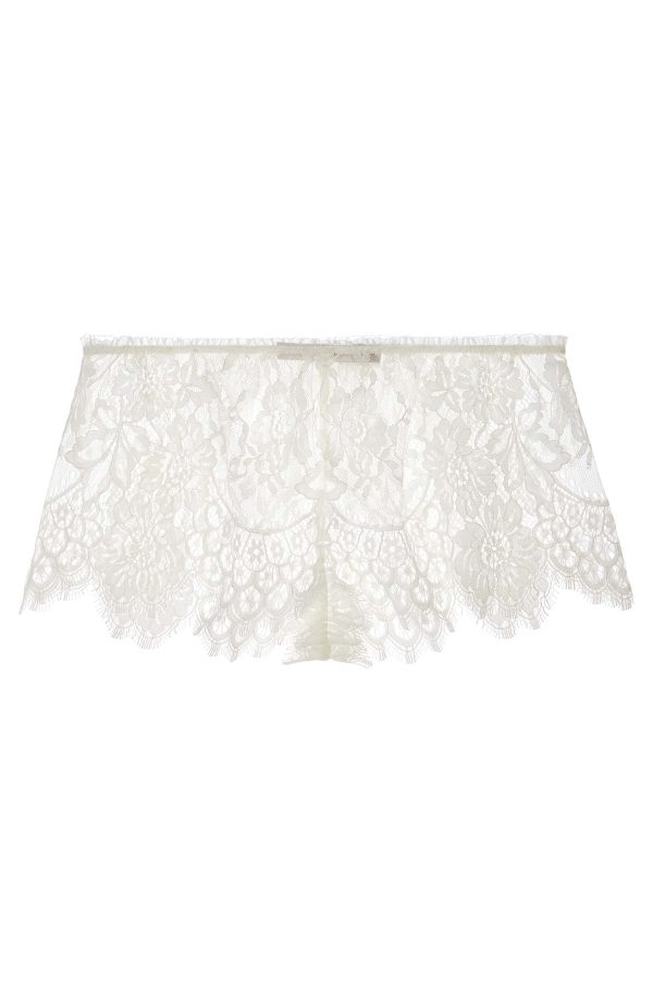 Swan Queen Scalloped lace shorties shorts in Ivory For Discount