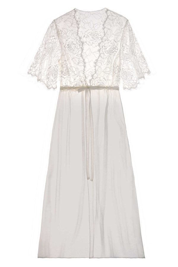 Rose French lace dressing robe in Ivory Online Hot Sale