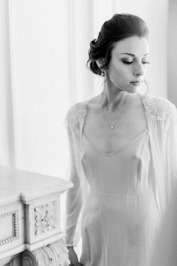 Magnolia Silk Tulle French Lace Robe gown in Ivory Online now