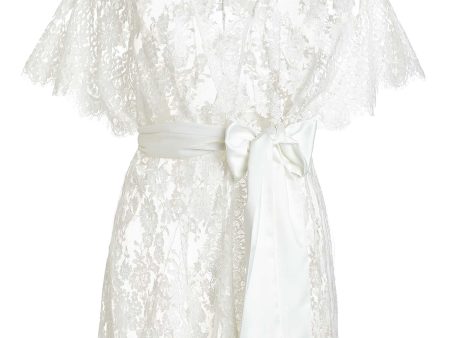 Jen French lace kimono robe in Ivory For Discount