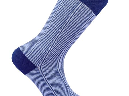 Herringbone Blue Organic Cotton Socks For Discount