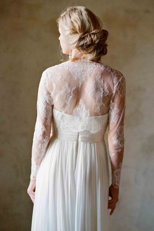 Roseline bridal French lace sheer tulle bolero cover up shrug For Cheap