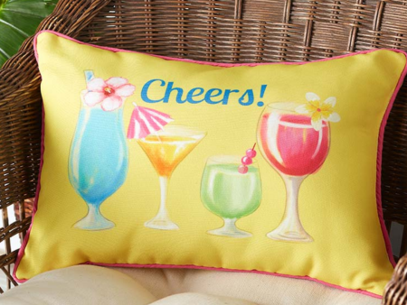 Cheers Cocktail Pillow For Discount