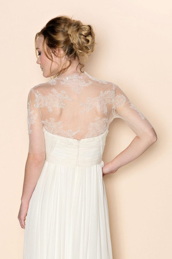 Eliza bridal french lace and tulle bridal bolero shrug cover up Online