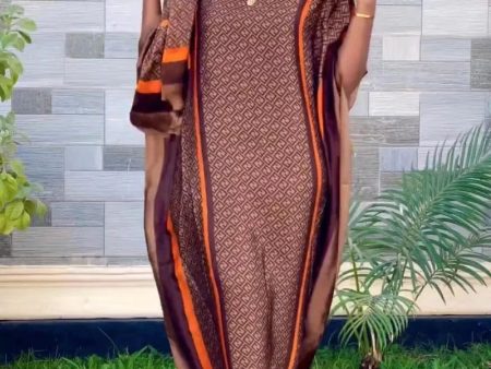 2023 New Style Fashion Oversize African Women Clothing Dubai Dashiki Abaya Free Size Print Design With Scarf Loose Long Dress Cheap