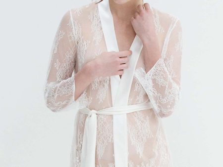 Art deco lace robe in Ivory on Sale