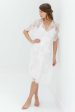 Anita Midi lace robe with flutter kimono sleeves in Ivory Online now