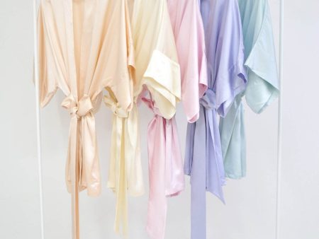 Samantha Silk bridal kimono bridesmaids robes in Sweet Pastels For Discount