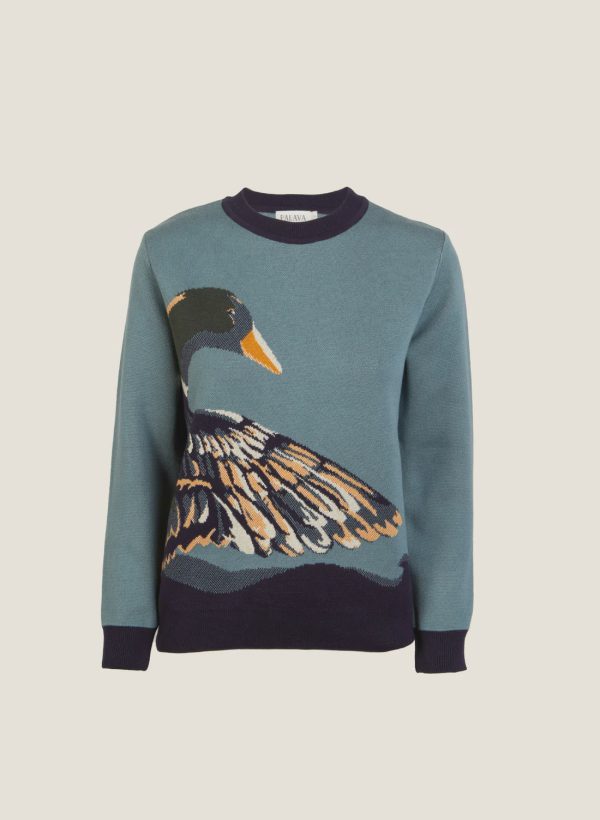 Esther Mineral Blue Duck Organic Cotton Jumper For Sale