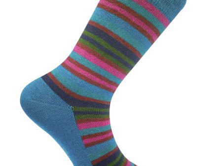 Stripe Navy Organic Cotton Socks For Cheap